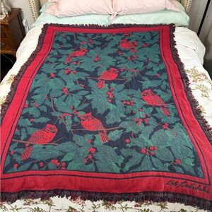 Vintage Bob Timberlake Cotton Red Cardinal Birds Throw Blanket